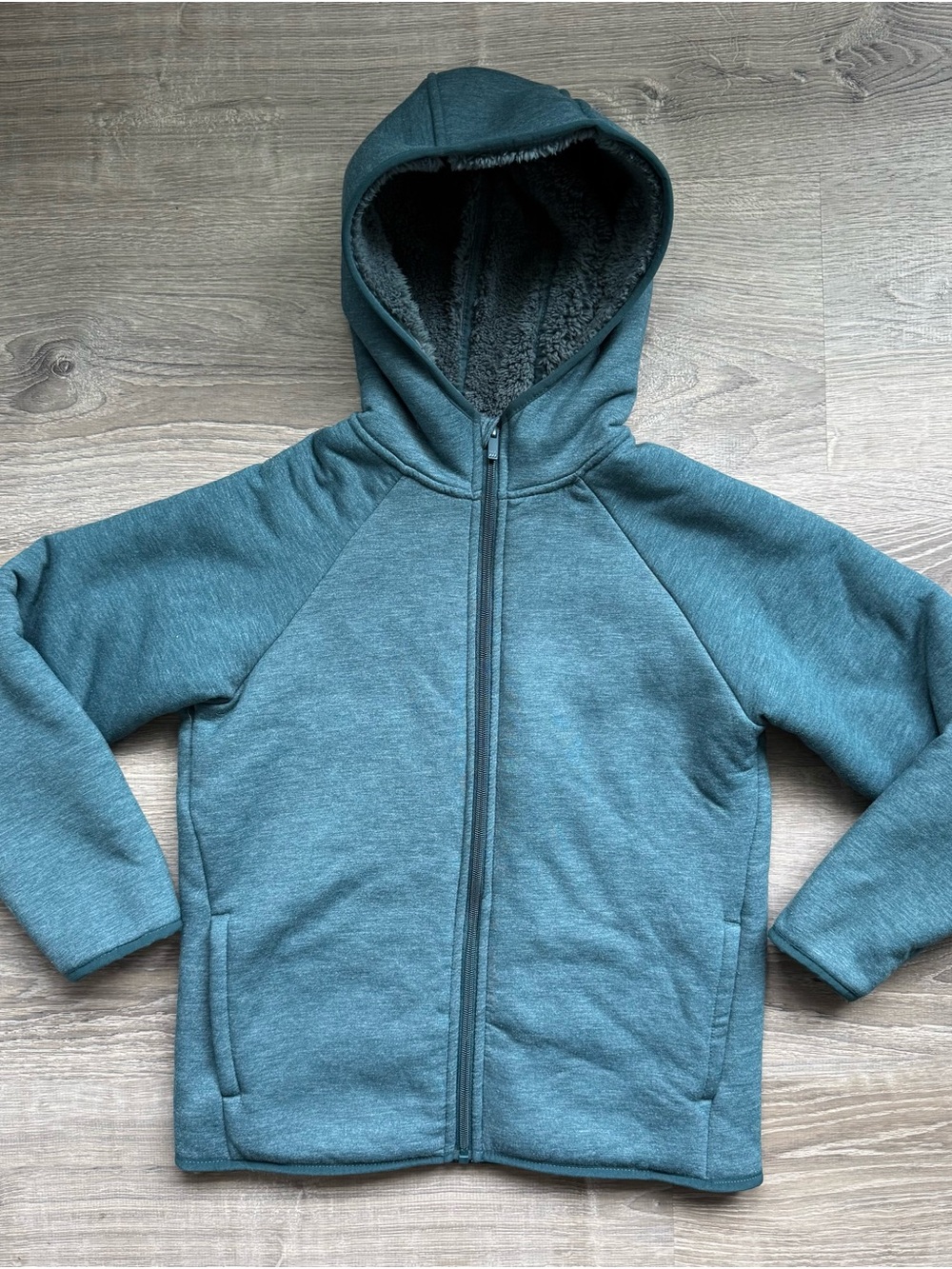 All in Motion Kids L(10/12) Teal Green Zip-Up Hooded Fleece Jacket NWOT